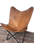 Genuine Leather Butterfly Chair Folding Lounge Seat