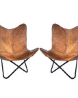 Genuine Leather Butterfly Chair Folding Lounge Seat