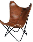 HILASON Genuine Leather Butterfly Chair Folding Lounge Modern Sling Accent Seat | Chair