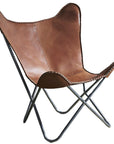 HILASON Genuine Leather Butterfly Chair Folding Lounge Modern Sling Accent Seat | Chair