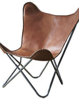 HILASON Genuine Leather Butterfly Chair Folding Lounge Modern Sling Accent Seat | Chair