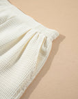 Contrast Ricrac Hem Waffle Textured Shorts