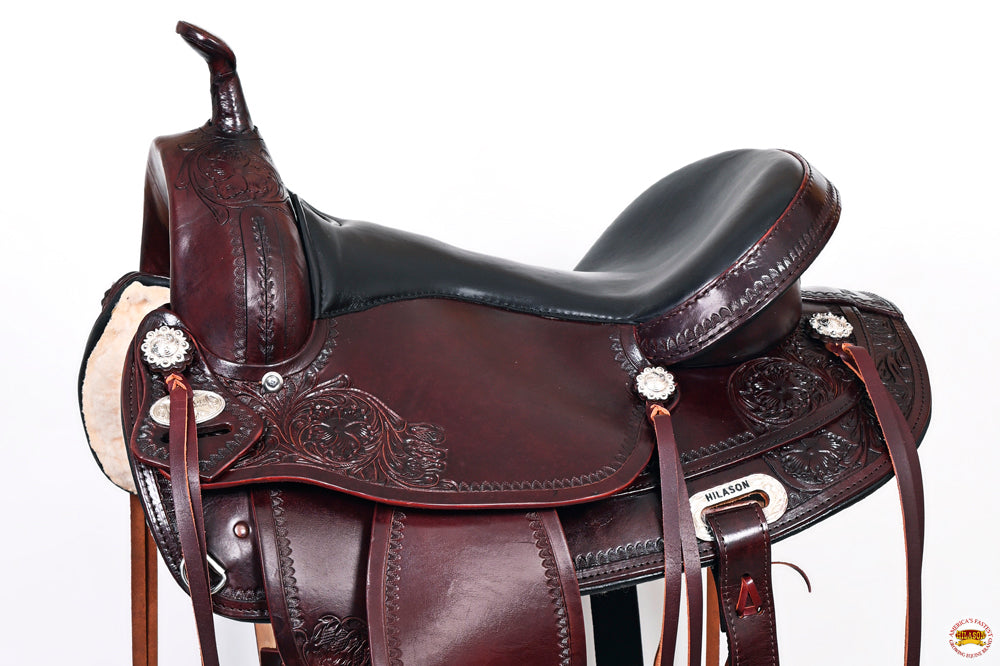 HILASON Western Horse Saddle American Leather Treeless Trail Pleasure | Barrel for Horses
