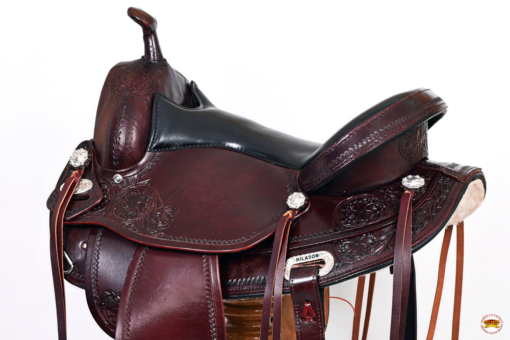 HILASON Western Horse Saddle American Leather Treeless Trail Pleasure | Barrel for Horses