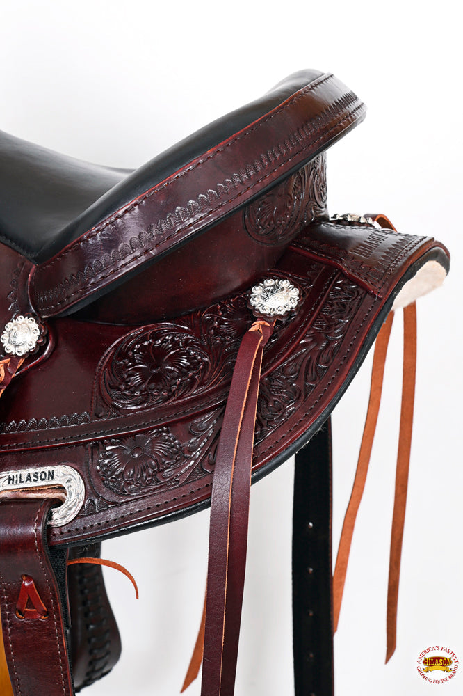 HILASON Western Horse Saddle American Leather Treeless Trail Pleasure | Barrel for Horses