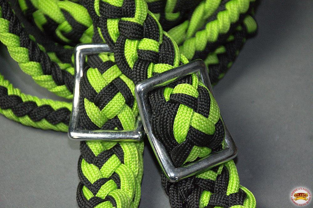 1" X 8Ft Hilason Braided Poly Barrel Reins Horse Racing Flat Grip Knots