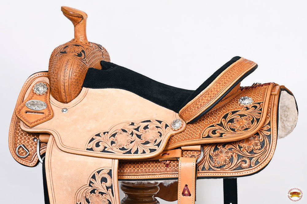 HILASON W. H. Ranch Roping Roper American Leather Saddle Tan – Hilason