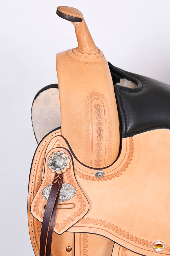 HILASON Western Horse Saddle American Leather Flex Tree Trail &amp; Pleasure Tan | for Horses