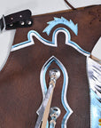 Hilason Bull Riding Pro Rodeo Chaps Brown Smooth Leather Bronc Show Adult