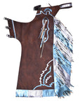Hilason Bull Riding Pro Rodeo Chaps Brown Smooth Leather Bronc Show Adult