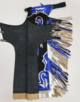 Hilason Bull Riding Pro Rodeo Chaps White Smooth Leather Bronc Show Adult