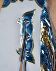Hilason Bull Riding Pro Rodeo Chaps White Smooth Leather Bronc Show Adult