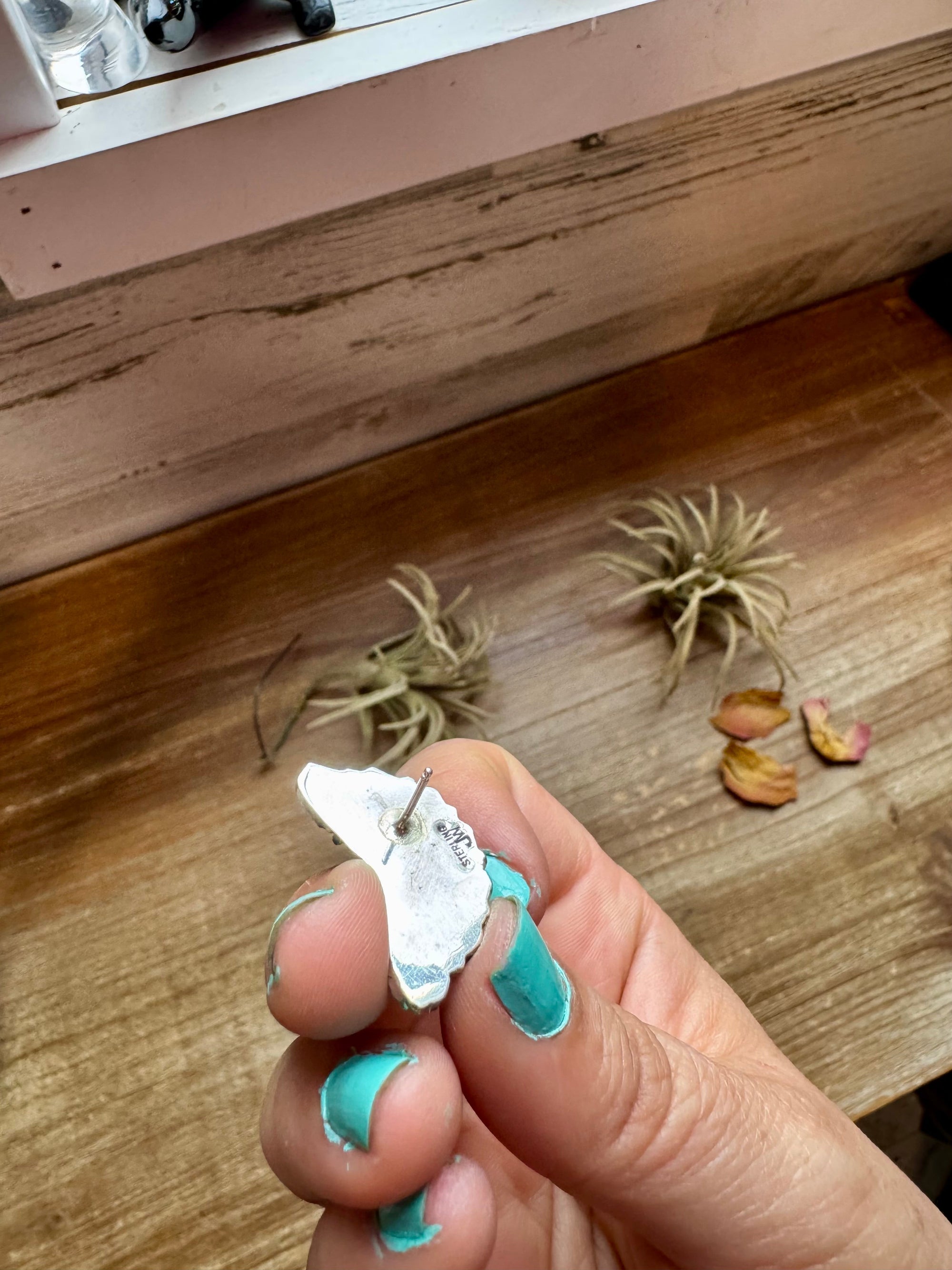Half Cluster Earrings – Pink Dahlia &amp; Sterling Silver