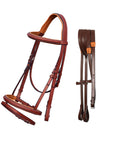 ExionPro Twin Designer Fancy Stitched English Snaffle Bridle with Reins