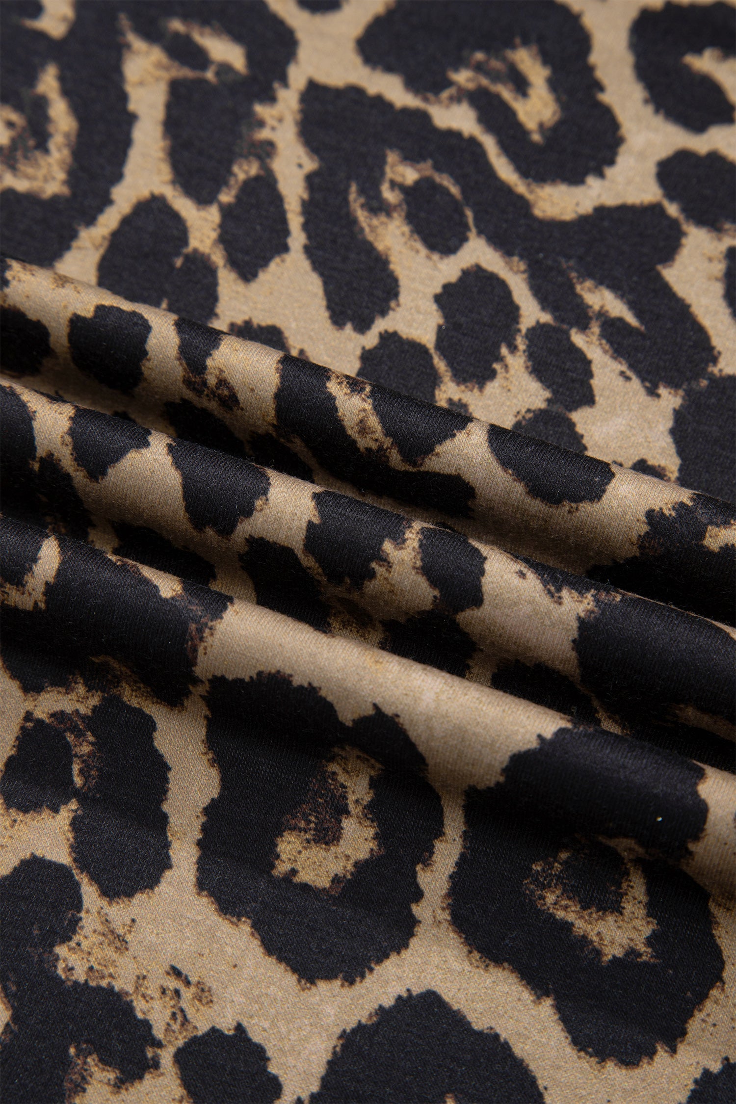 Leopard &amp; Floral Square Neck Long Sleeve T-Shirt