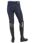 Ovation Euro Melange Knee Patch Breeches Indigo Denim-Knit Contrast Stitching