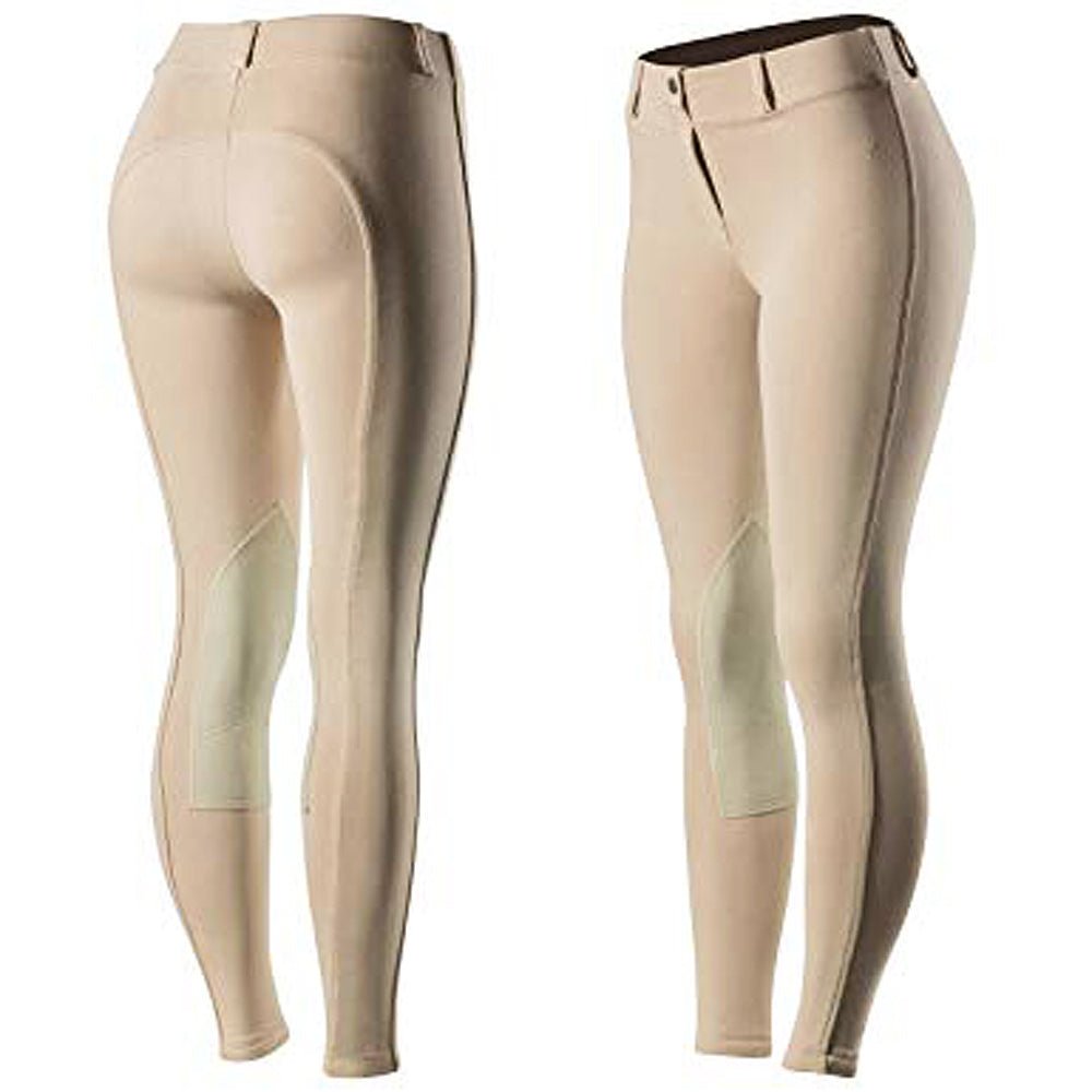Women's Pull On Breeches With Leather Knee Patches Tan