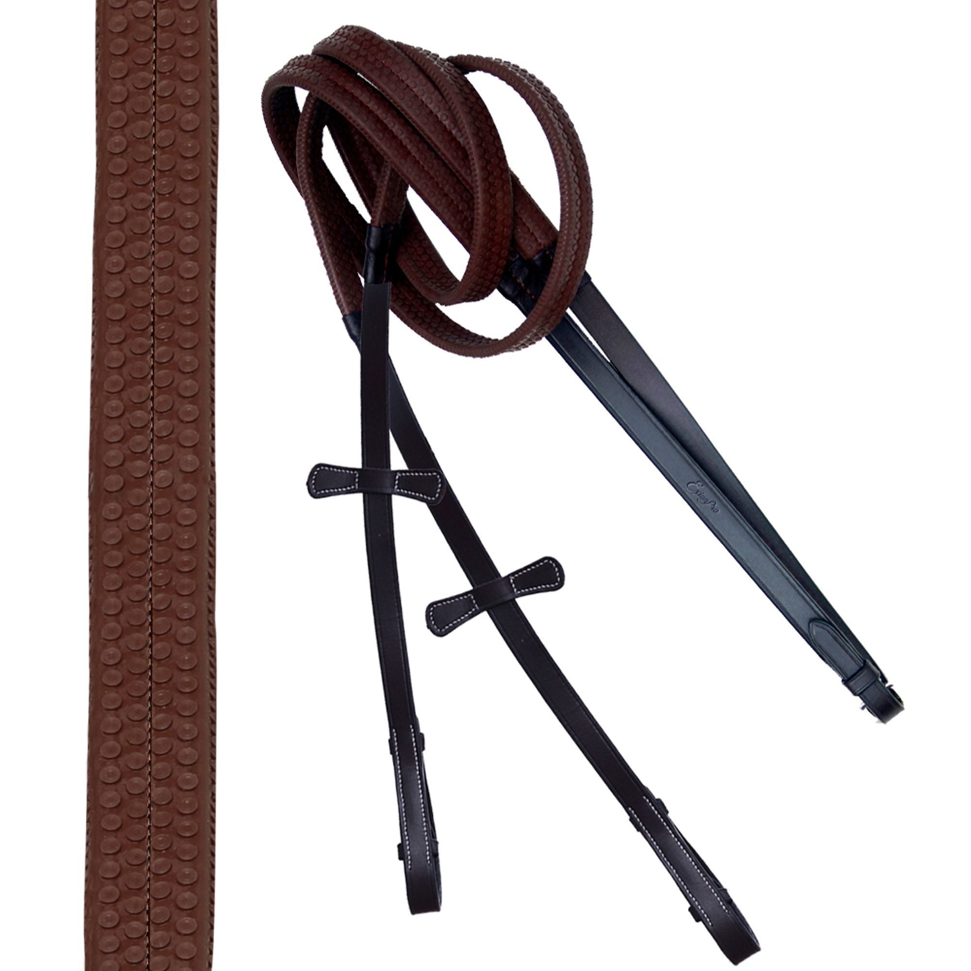ExionPro Designer Stitched Mono Crown Piece Snaffle Bridle With Rubber Reins
