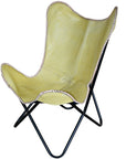 Genuine Leather Butterfly Chair Folding Lounge Modern Sling Accent Seat