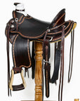Hilason Western Horse Ranch Roping American Leather Wade Saddle Dark Brown