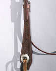 Brown Genuine Full Grain Leather Horse Headstall With Durable Diamond-Studded Comfort
