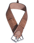 Tan Genuine Skirting Leather Western Saddle Girth Cinch With Floral Tooling