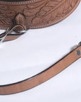 Tan Genuine Skirting Leather Western Saddle Girth Cinch With Floral Tooling