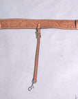 Tan Genuine Skirting Leather Western Saddle Girth Cinch With Floral Tooling