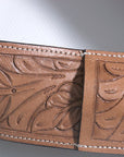 Tan Genuine Skirting Leather Western Saddle Girth Cinch With Floral Tooling