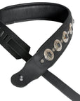 Leather Guitar Bass Strap 3.25" Concho Dual Padded Black Great American