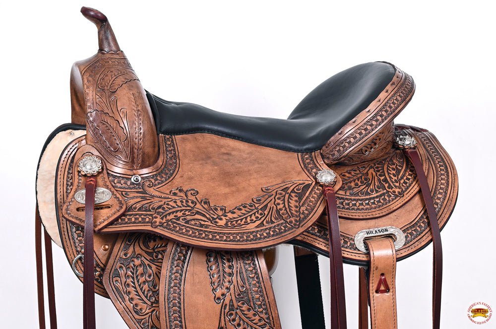 HILASON Western Horse Saddle American Leather Flex Tree Trail &amp; Pleasure Antique Brown | for Horses