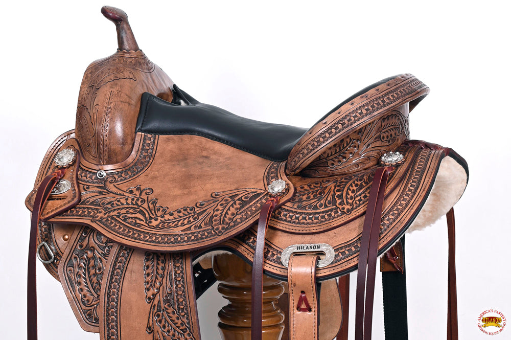 HILASON Western Horse Saddle American Leather Flex Tree Trail &amp; Pleasure Antique Brown | for Horses
