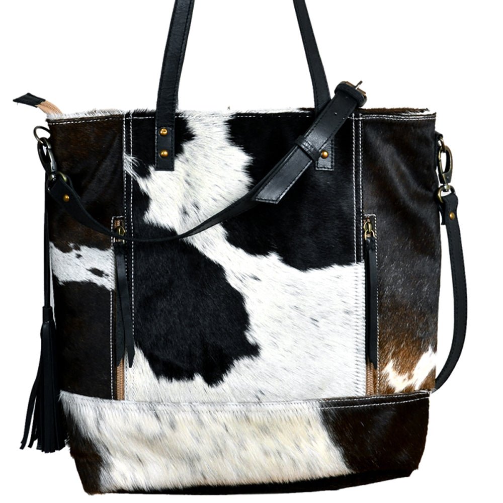 American Darling Western Tote Bag – Hair-On Cowhide with Genuine Leather Trim, Spacious Shoulder Bag for Everyday Use and Travel
