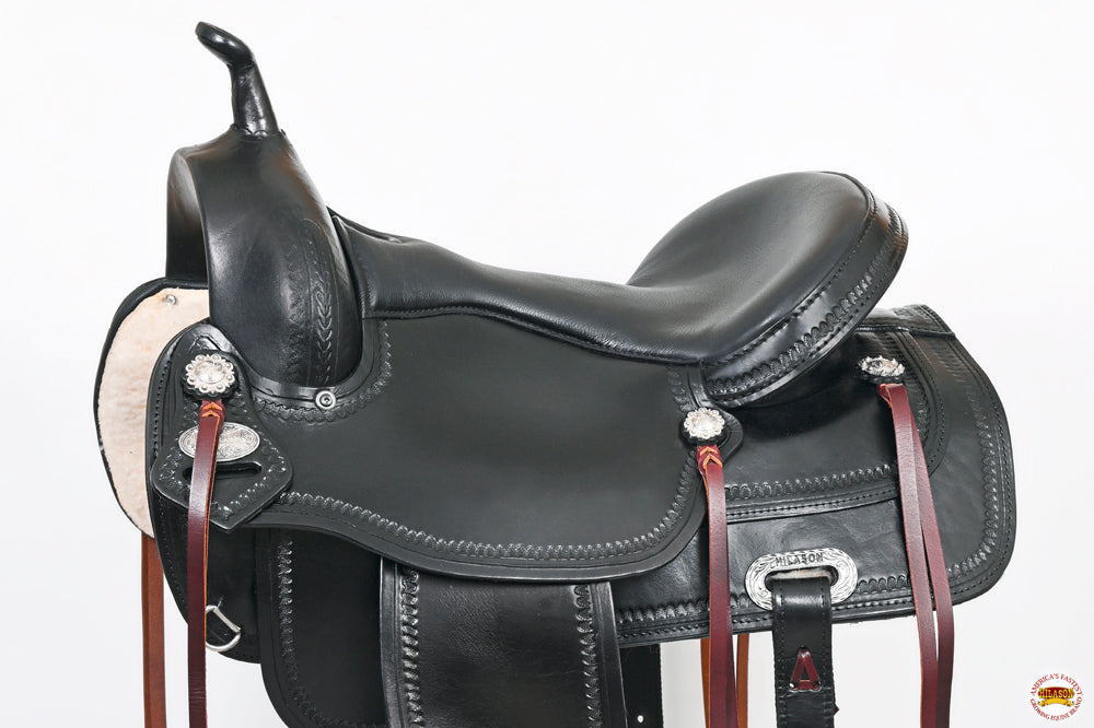 HILASON Western Horse Saddle American Leather Flex Tree Trail &amp; Pleasure Black
