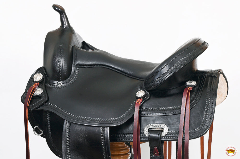 HILASON Western Horse Saddle American Leather Flex Tree Trail &amp; Pleasure Black