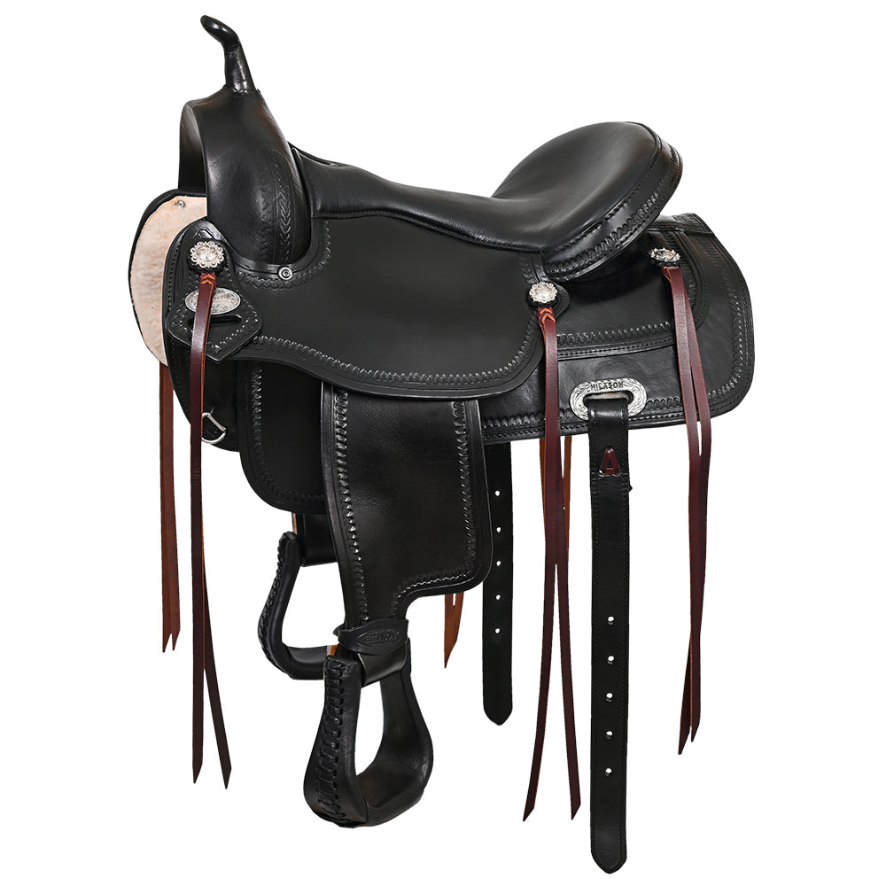 HILASON Western Horse Saddle American Leather Flex Tree Trail &amp; Pleasure Black