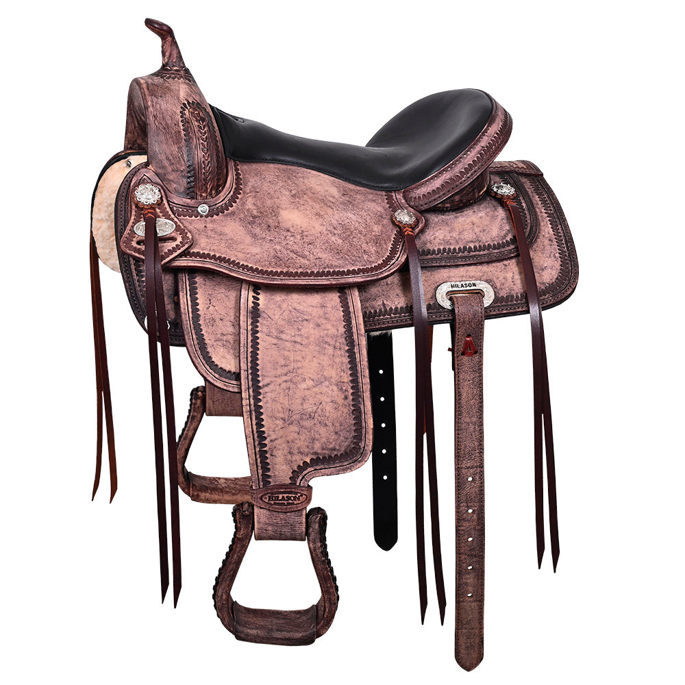 HILASON Western Horse Saddle American Leather Flex Tree Trail &amp; Pleasure Brown