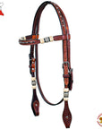 Western Headstall Horse Tack American Leather Dark Brown Rawhide Hilason
