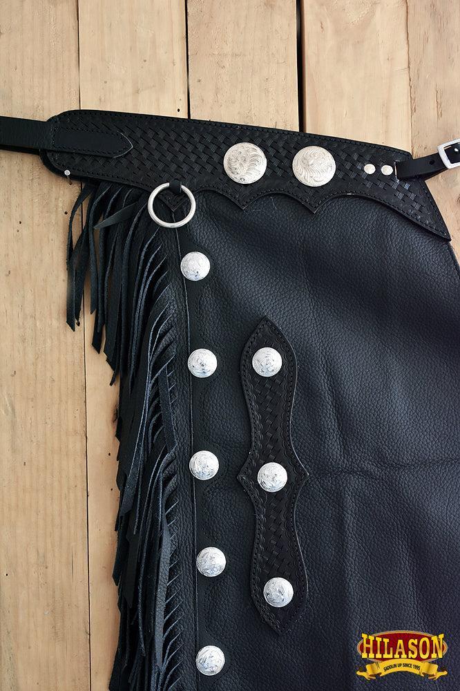 Hilason Western Adult Pro Rodeo Bronc Bull-Riding Genuine Leather Chinks Chaps