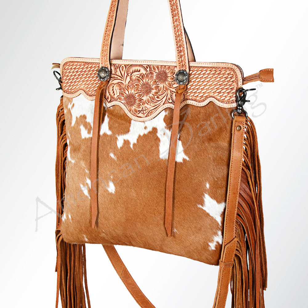 American Darling Cross Body Hand Tooled Hair On Genuine Leather Women Bag Western Handbag Purse