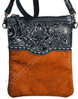 American Darling ADBGS130 Crossbody Hand Tooled Hair-On Genuine Leather Women Bag Western Handbag Purse