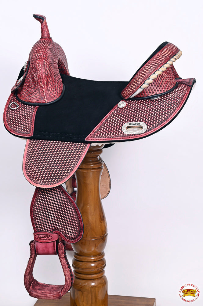 Hilason Western Horse Trail Barrel Racing American Leather Saddle