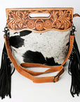 Hand Tooled Saddle Blanket Leather Western Clutch For Women