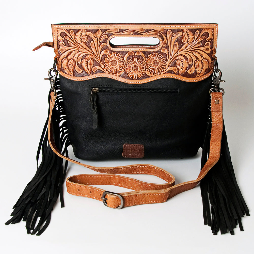 Hand Tooled Saddle Blanket Leather Western Clutch For Women