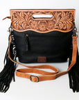Hand Tooled Saddle Blanket Leather Western Clutch For Women