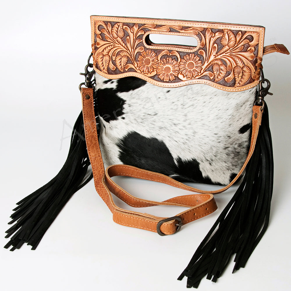 Hand Tooled Saddle Blanket Leather Western Clutch For Women