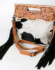 Hand Tooled Saddle Blanket Leather Western Clutch For Women