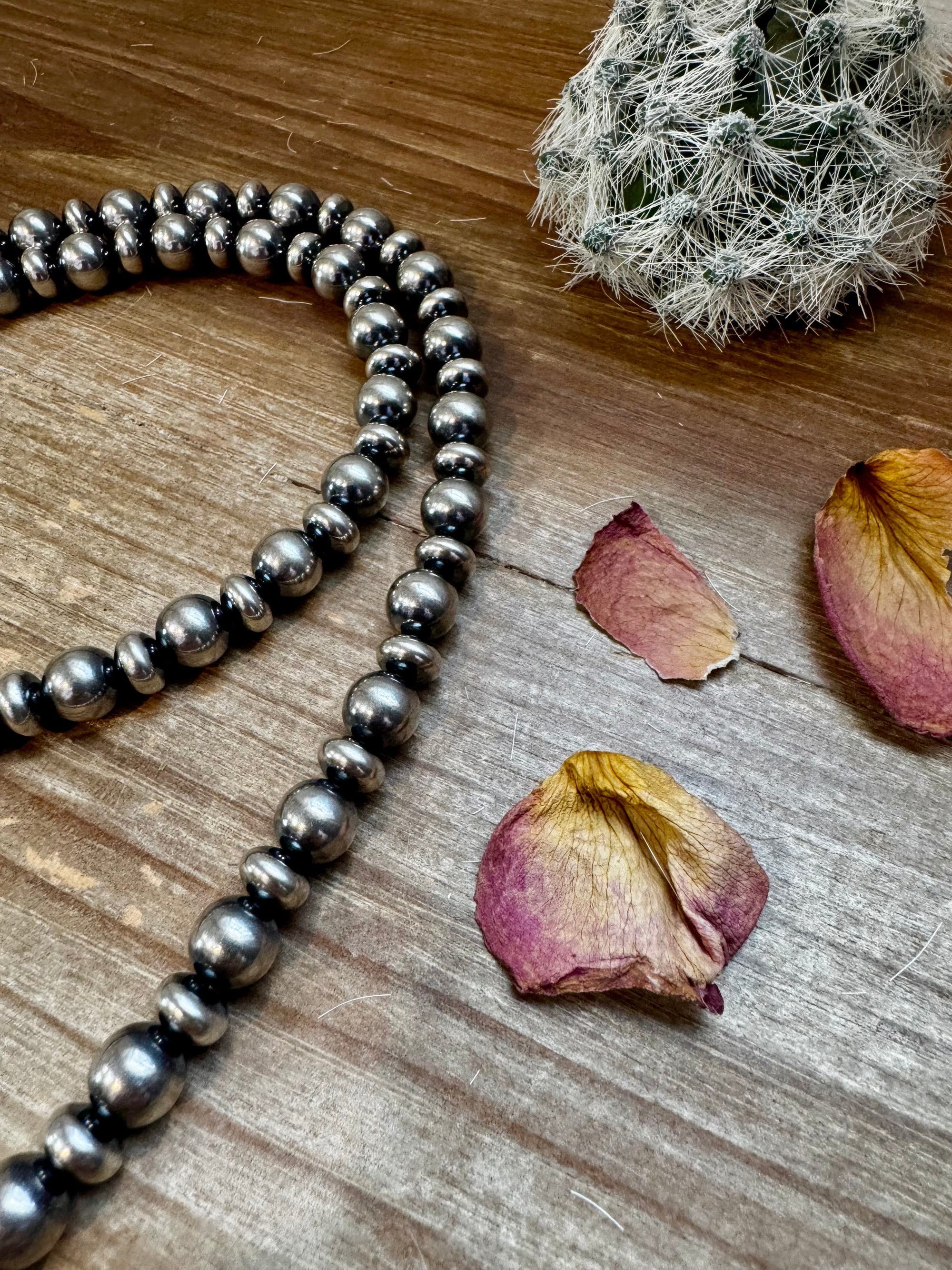 54 inch Necklace - 10 mm &amp; 10 mm saucer Sterling Silver Pearls