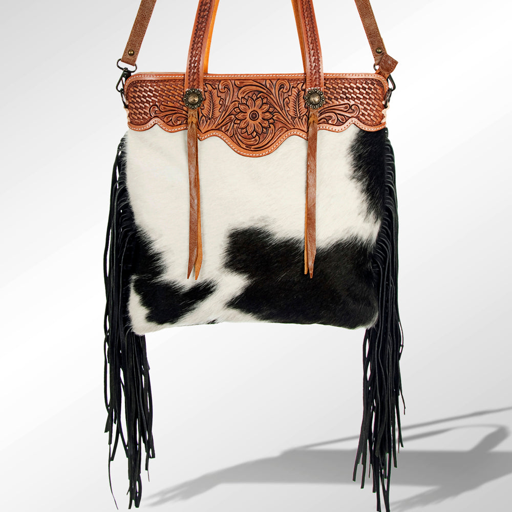American Darling Cross Body Hand Tooled Hair On Genuine Leather Women Bag Western Handbag Purse