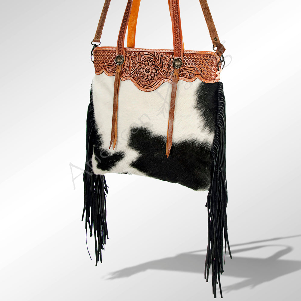 American Darling Cross Body Hand Tooled Hair On Genuine Leather Women Bag Western Handbag Purse